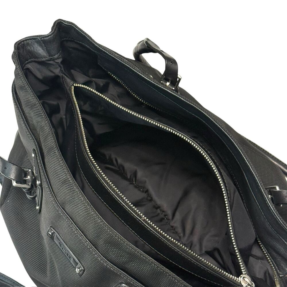 Tumi Laptop Travel Tote w/ Adjustable Straps in Black - Canvas w/ Leather Trim - Picture 9 of 12